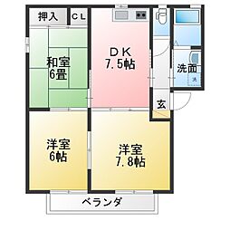 カーサエスペランサB棟 3DKの間取図画像
