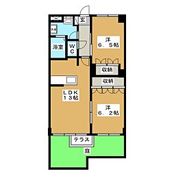 プランドール 2LDKの間取図画像