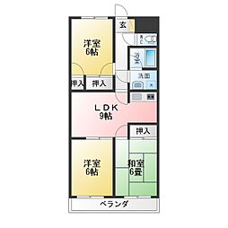 サンハイツ日進 3LDKの間取図画像
