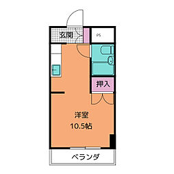 第2ビューハイツ兄山 1Kの間取図画像