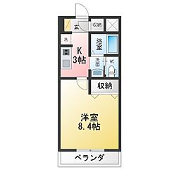 ハイドレンジテラス赤池 1Kの間取図画像