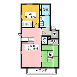 グライゼB 2LDKの間取図画像