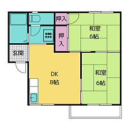 タウニィピア 2階2DKの間取り