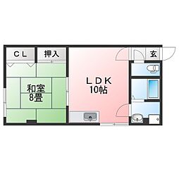 スカイハイツ岩室 1LDKの間取図画像