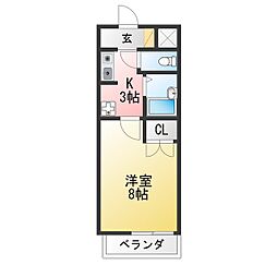 ア・ラ・モード 1Kの間取図画像