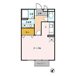 ピースフル和佐田 2階ワンルームの間取り
