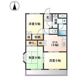 ハーツウィーズアサヒ 3DKの間取図画像