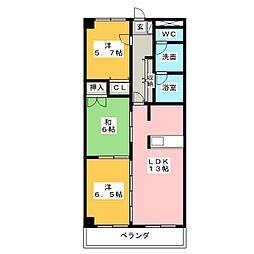 シープヒルズ七宝 3LDKの間取図画像