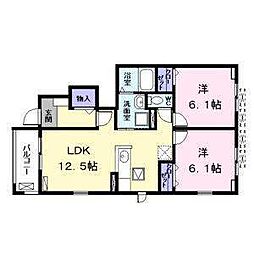 Y・ハウス1 2LDKの間取図画像