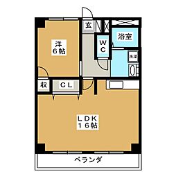 バンノウハイツ 1LDKの間取図画像