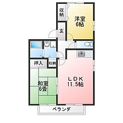 メルクーア七宝B 2LDKの間取図画像