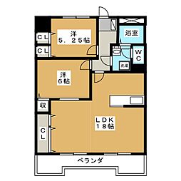 学戸スカイマンション 2LDKの間取図画像