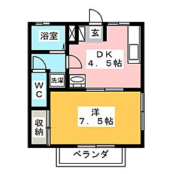 エンゼルハイツ 1DKの間取図画像