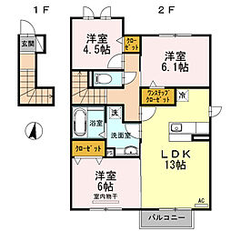 AmorDens1 3LDKの間取図画像