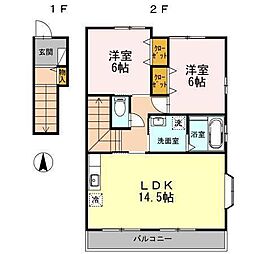 アマ・ガーデンハウス 2LDKの間取図画像
