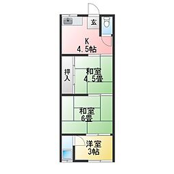 茜荘 3Kの間取図画像