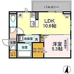 ラブリートモヨシ 1LDKの間取図画像