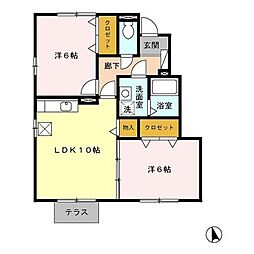 ラ・ピュセルB 2LDKの間取図画像