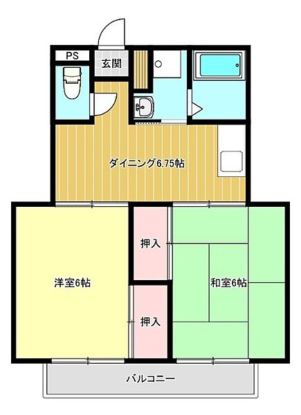 ウイング竹田 ｜愛知県北名古屋市九之坪竹田(賃貸マンション2DK・2階・41.57㎡)の写真 その2