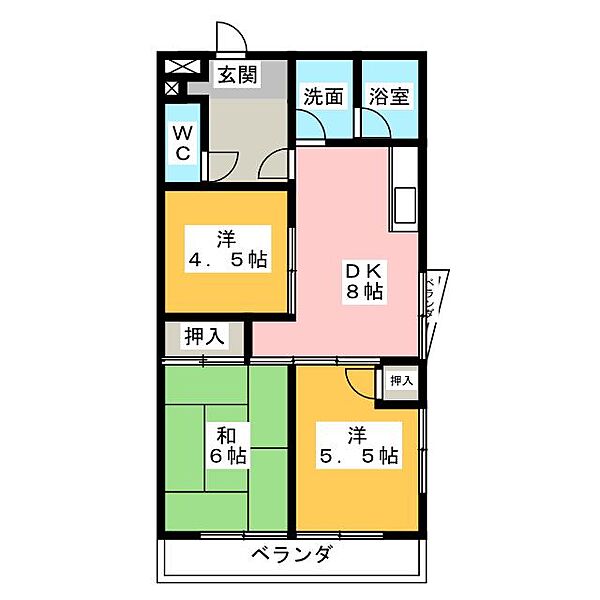 地蔵マンション ｜愛知県北名古屋市弥勒寺西１丁目(賃貸マンション3DK・1階・54.94㎡)の写真 その2