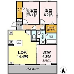 プログレスII 2階3LDKの間取り