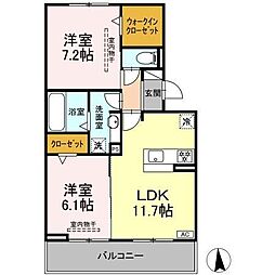 プログレスII 2階2LDKの間取り