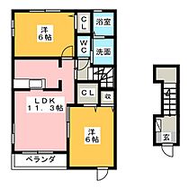 カルモ  ｜ 愛知県北名古屋市鍜治ケ一色東二丁目（賃貸アパート2LDK・2階・56.26㎡） その2