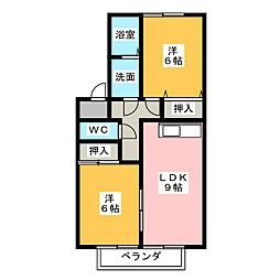 ウィング青山II 1階2LDKの間取り