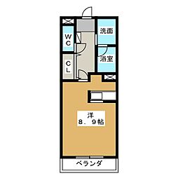 ＣＨＲＯＭＥ 1階ワンルームの間取り