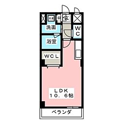 プレミアムキャッスル豊山 4階ワンルームの間取り