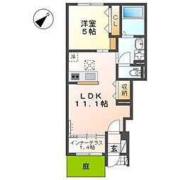 ノイア-・ルウムI 1LDKの間取図画像