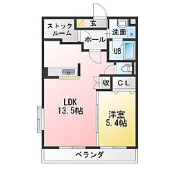 佳峰 1LDKの間取図画像