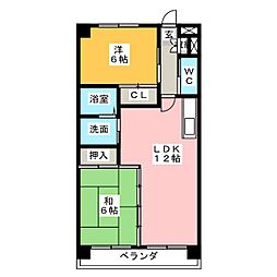 グロリアス犬飼 2LDKの間取図画像
