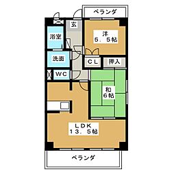 ロイヤルシティ.天王森 2LDKの間取図画像