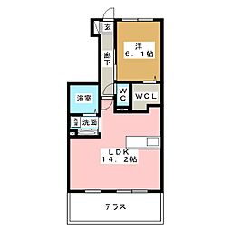 フローライト 1LDKの間取図画像