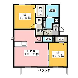 エスペランサA 2LDKの間取図画像