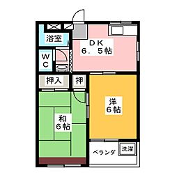 ヒカリハイツ 2DKの間取図画像
