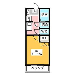 アトランティス 1Kの間取図画像