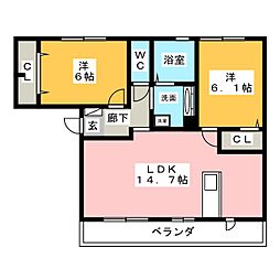 オニキス 2LDKの間取図画像