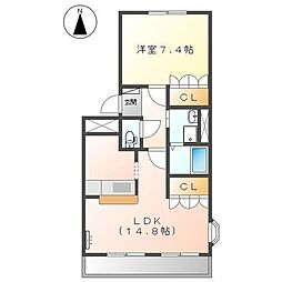 ヒルズ伊勢山 1LDKの間取図画像