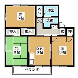 セジュール曙B 3DKの間取図画像