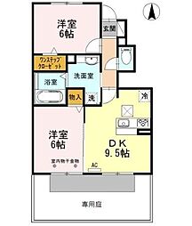 ナッシュビル 2DKの間取図画像
