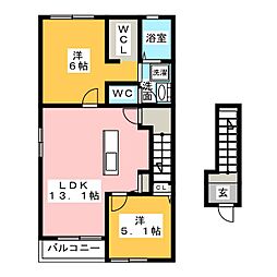 リアレーヴ 2LDKの間取図画像