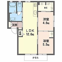 カーサクォードリフォリオ 2LDKの間取図画像