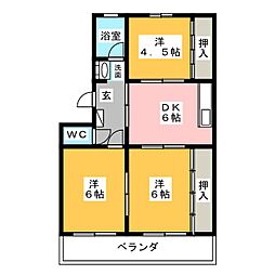 女夫越コーポ 3DKの間取図画像