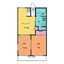 アルカディア 2LDKの間取図画像