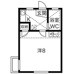 プレース平田橋 1Kの間取図画像