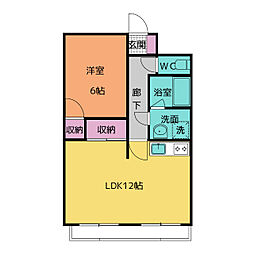 グリーンヒル岡弥 1LDKの間取図画像