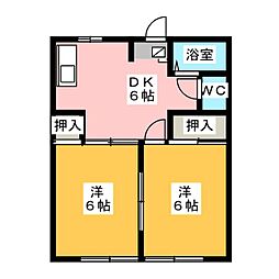 シャンポール 2DKの間取図画像