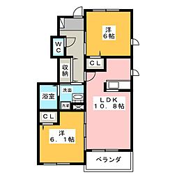 バロン・四辻 2LDKの間取図画像